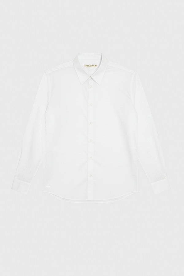 SmoothWeave White Micro Twill Oversized Shirt