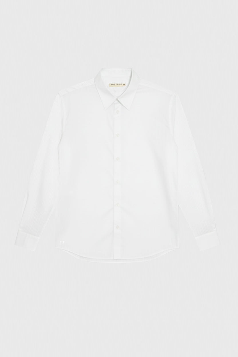 SmoothWeave White Micro Twill Oversized Shirt