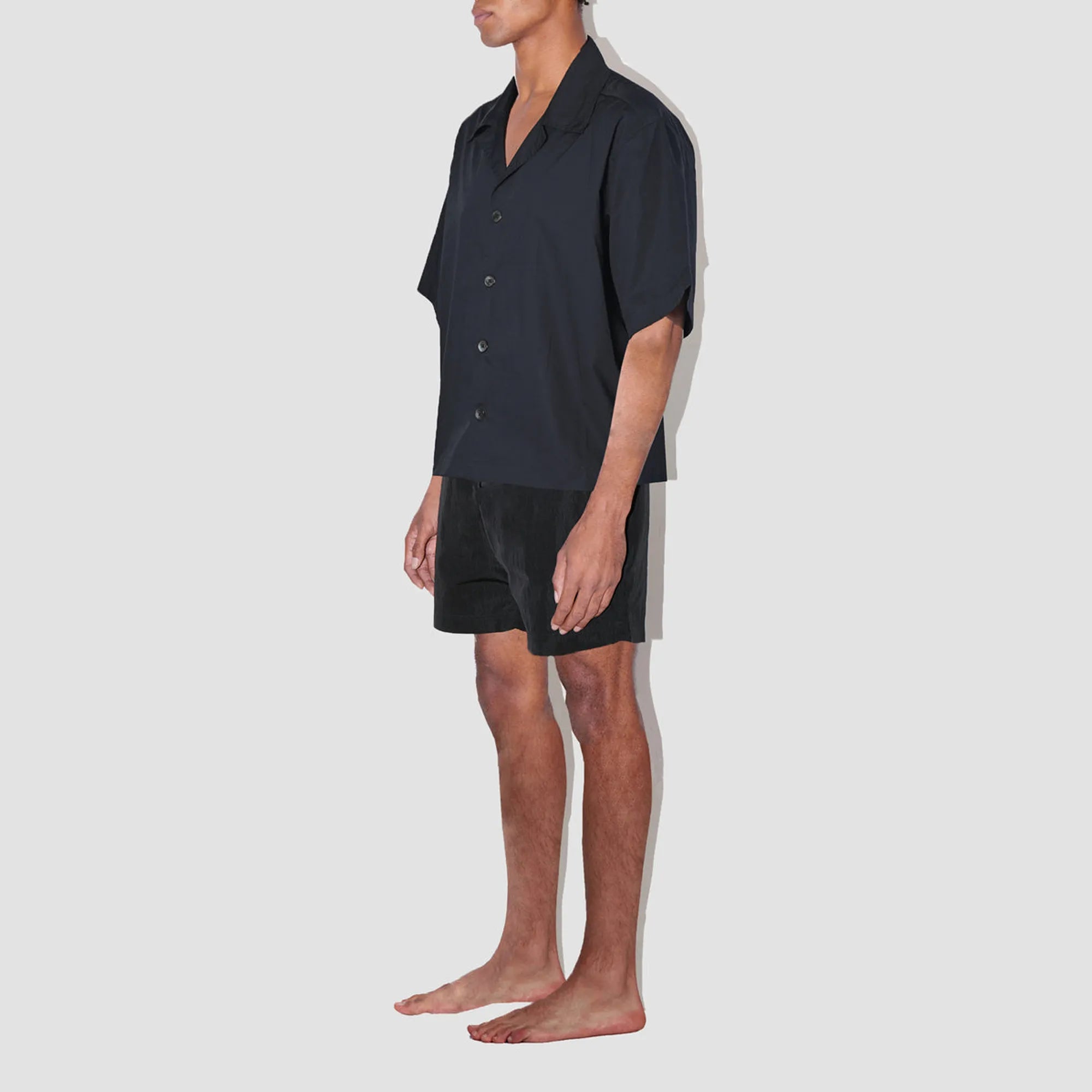 SmoothWeave Black Micro Twill Cuban Shirt