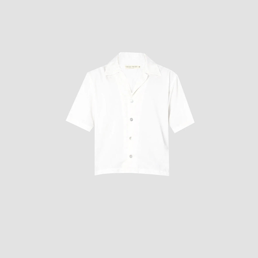 SmoothWeave White Micro Twill Cuban Shirt