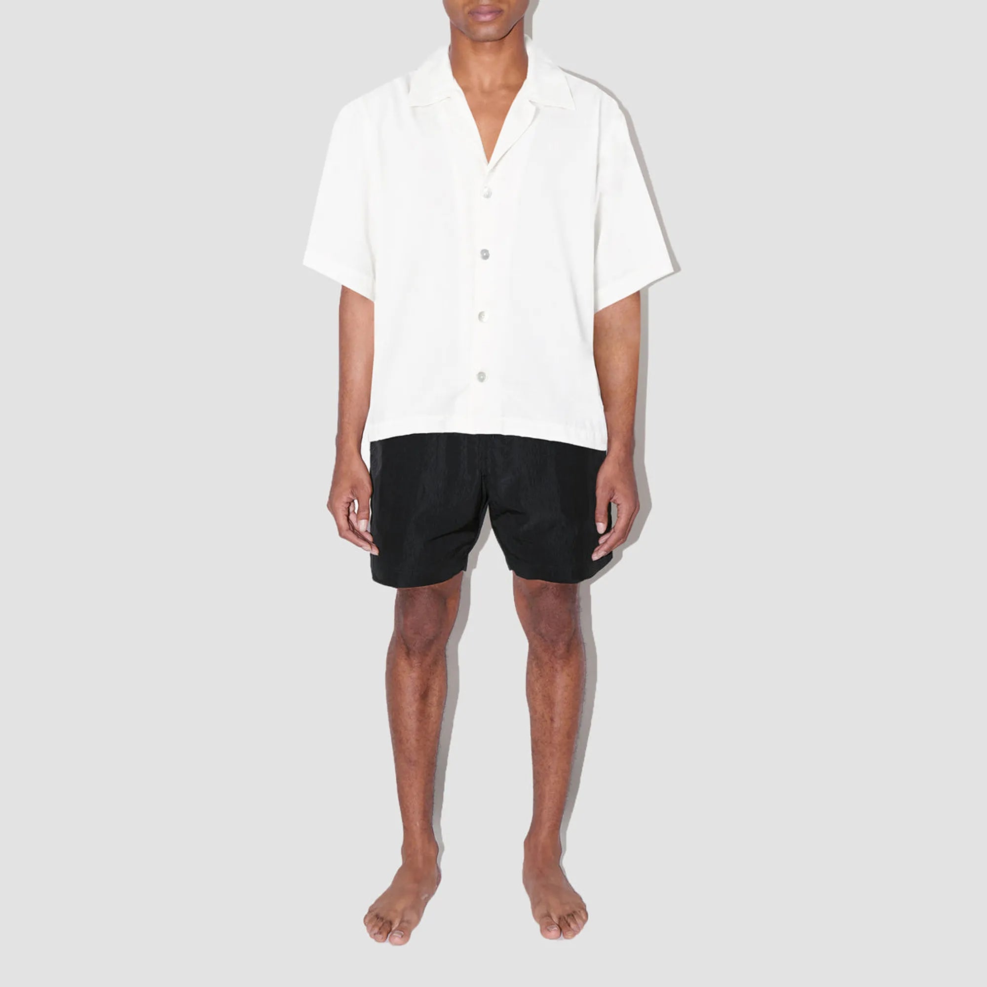SmoothWeave White Micro Twill Cuban Shirt
