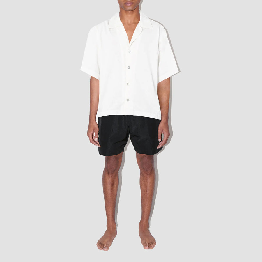 SmoothWeave White Micro Twill Cuban Shirt