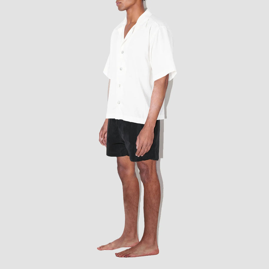 SmoothWeave White Micro Twill Cuban Shirt