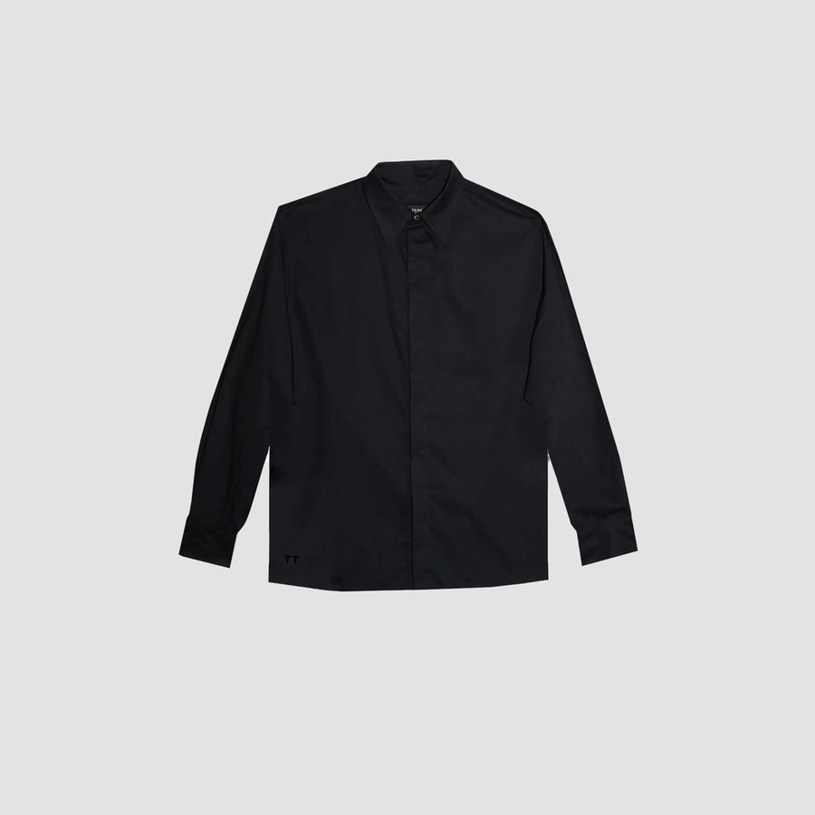 BreathAir Black Cotton Voile Oversized Shirt