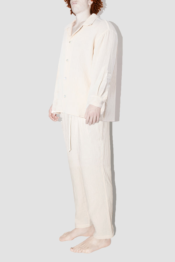 AngelWeave IVORY GAUZE LONG SLEEVE RESORT SHIRT