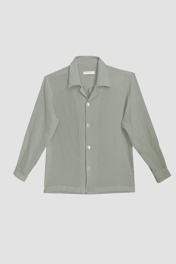 AngelWeave KHAKI GAUZE LONG SLEEVE RESORT SHIRT