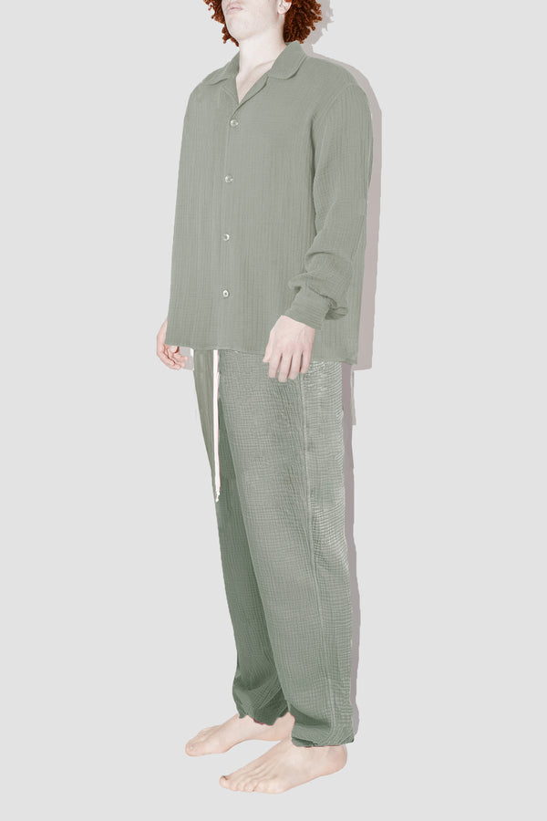 AngelWeave KHAKI GAUZE LONG SLEEVE RESORT SHIRT