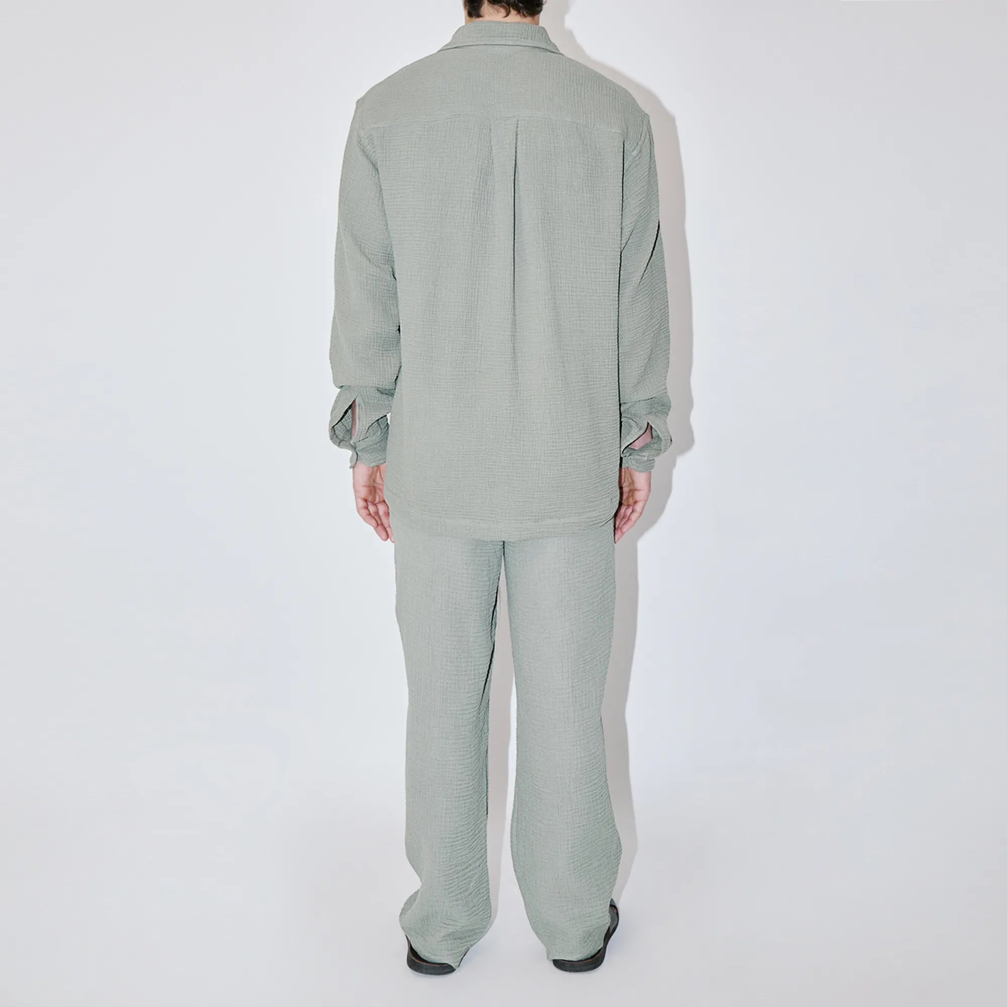 AngelWeave Almond Green Gauze Long Sleeve Resort Shirt