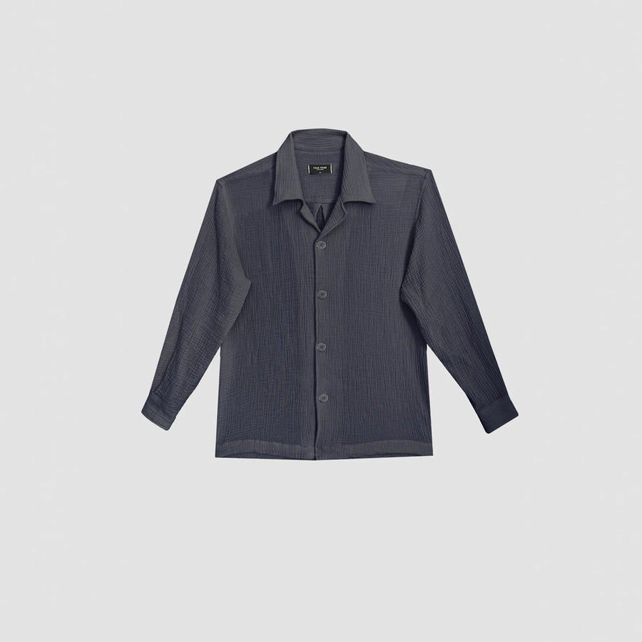 AngelWeave Dark Navy Gauze Long Sleeve Resort Shirt