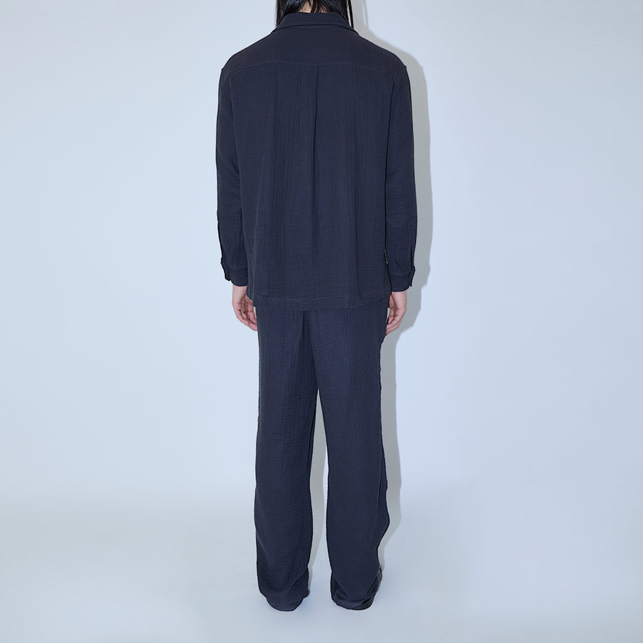 AngelWeave Dark Navy Gauze Long Sleeve Resort Shirt