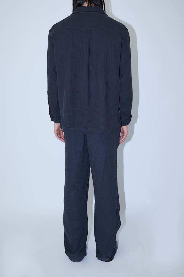 AngelWeave Dark Navy Gauze Long Sleeve Resort Shirt
