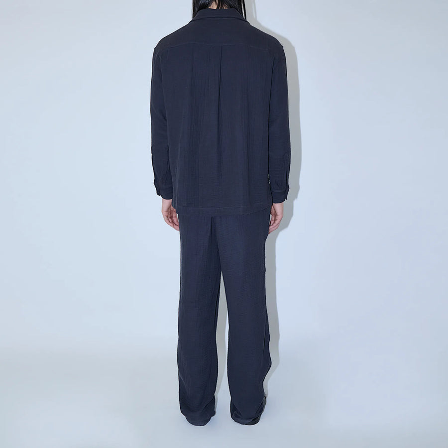 AngelWeave Dark Navy Gauze Long Sleeve Resort Shirt