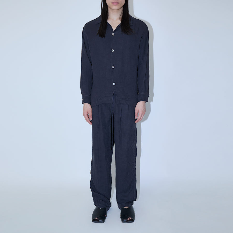 AngelWeave Dark Navy Gauze Long Sleeve Resort Shirt