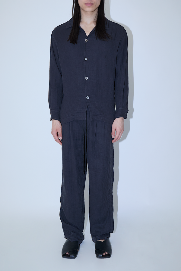 AngelWeave Dark Navy Gauze Long Sleeve Resort Shirt