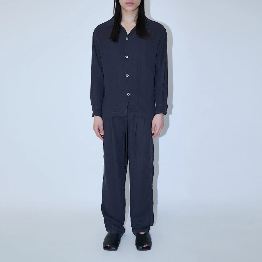 AngelWeave Dark Navy Gauze Long Sleeve Resort Shirt
