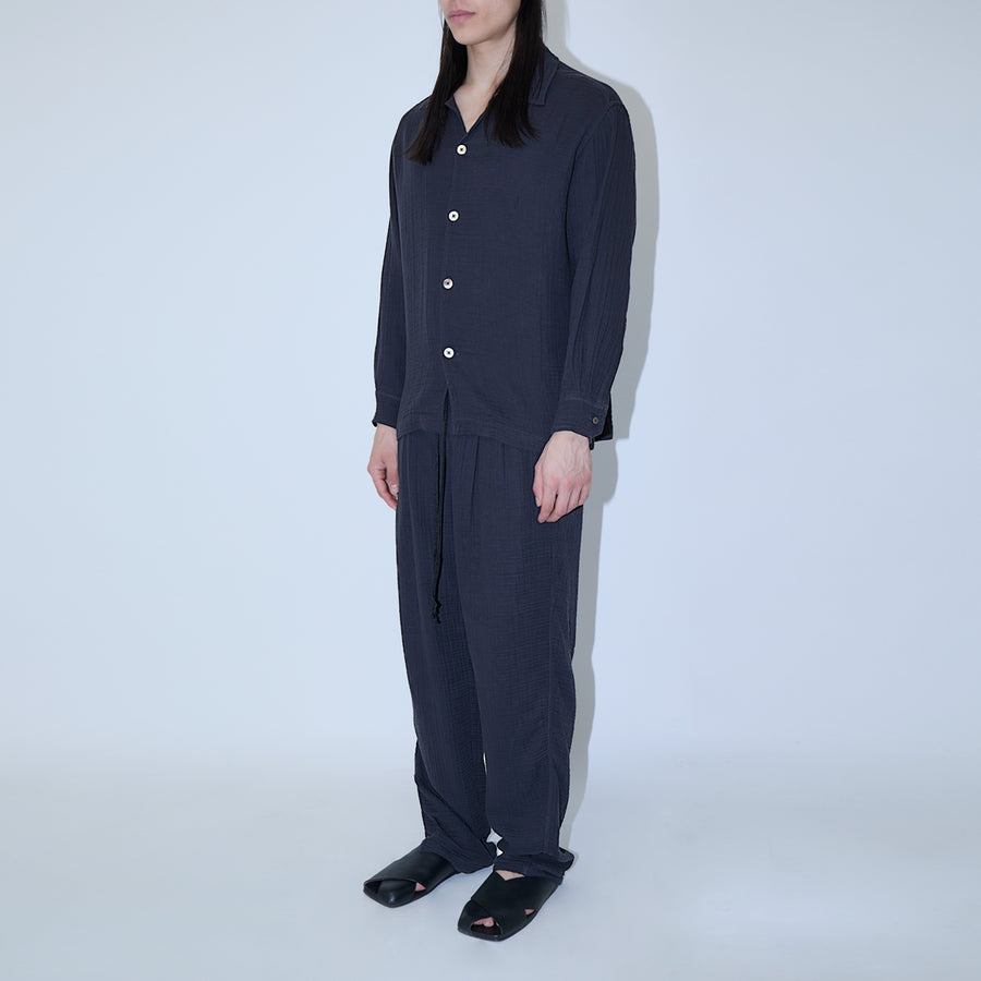 AngelWeave Dark Navy Gauze Long Sleeve Resort Shirt