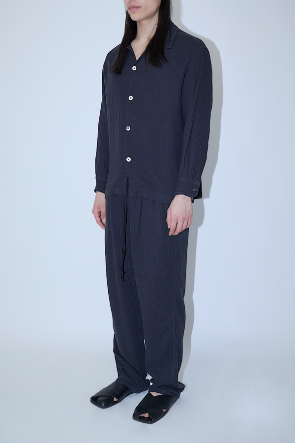 AngelWeave Dark Navy Gauze Long Sleeve Resort Shirt