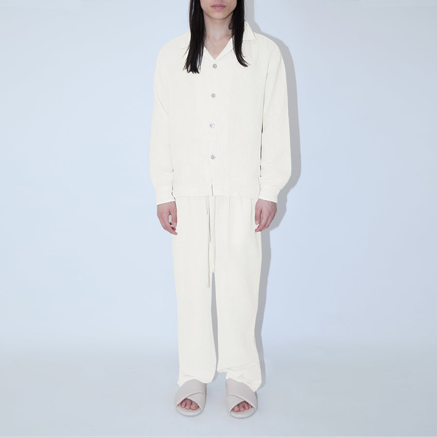 AngelWeave Ivory Gauze Long Sleeve Resort Shirt