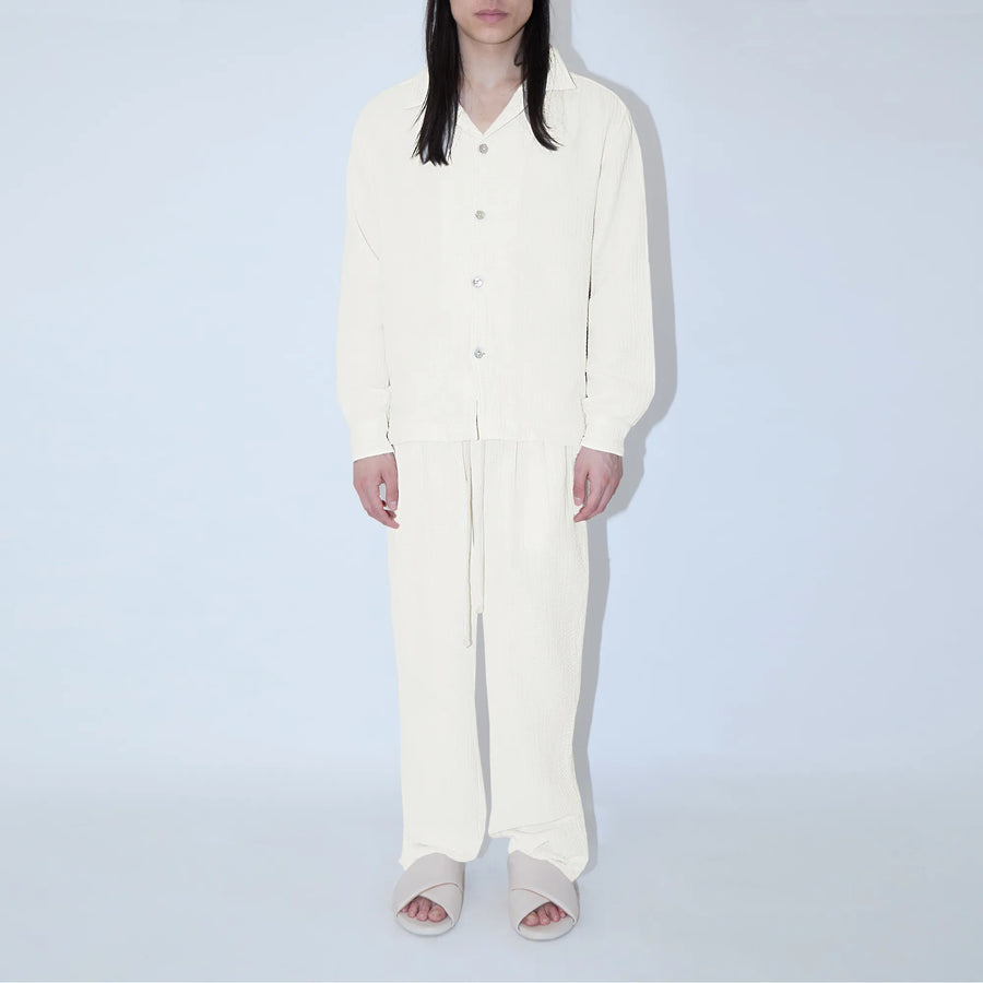 AngelWeave Ivory Gauze Long Sleeve Resort Shirt