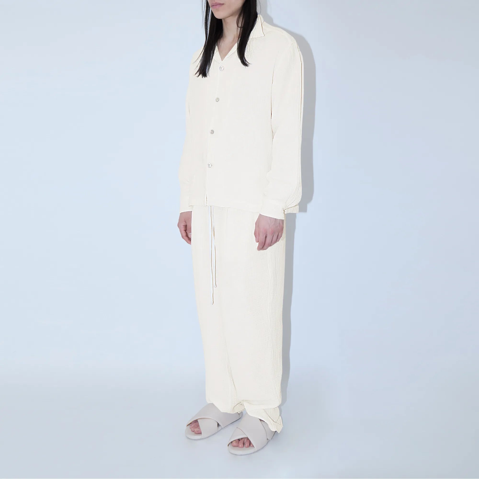 AngelWeave Ivory Gauze Long Sleeve Resort Shirt