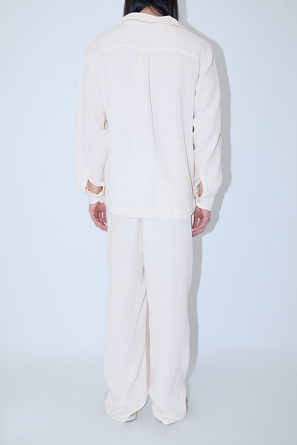 AngelWeave Ivory Gauze Long Sleeve Resort Shirt