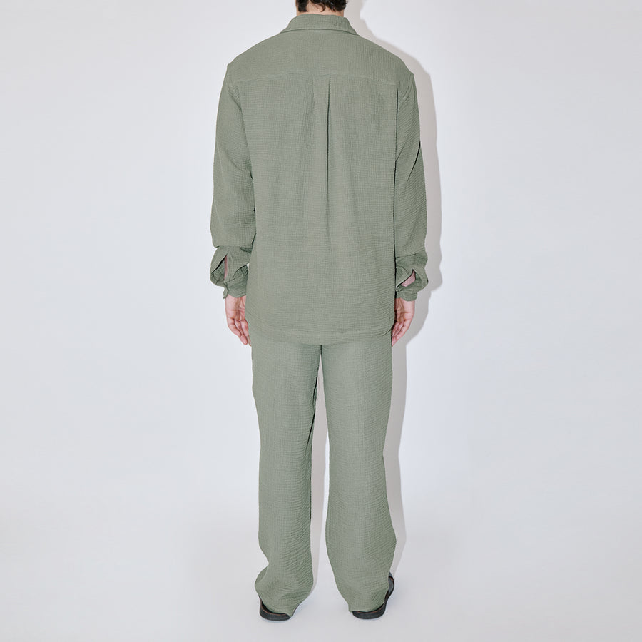 AngelWeave Khaki Gauze Long Sleeve Resort Shirt