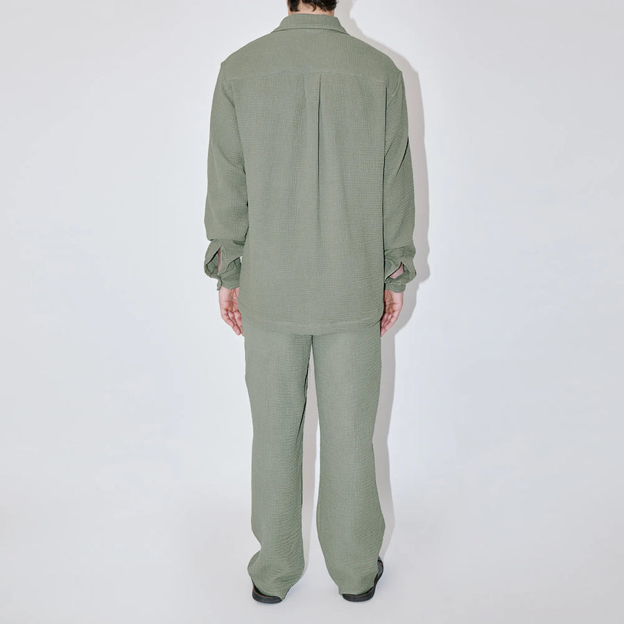 AngelWeave Khaki Gauze Long Sleeve Resort Shirt