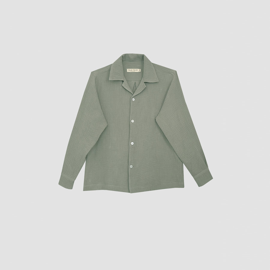 AngelWeave Khaki Gauze Long Sleeve Resort Shirt