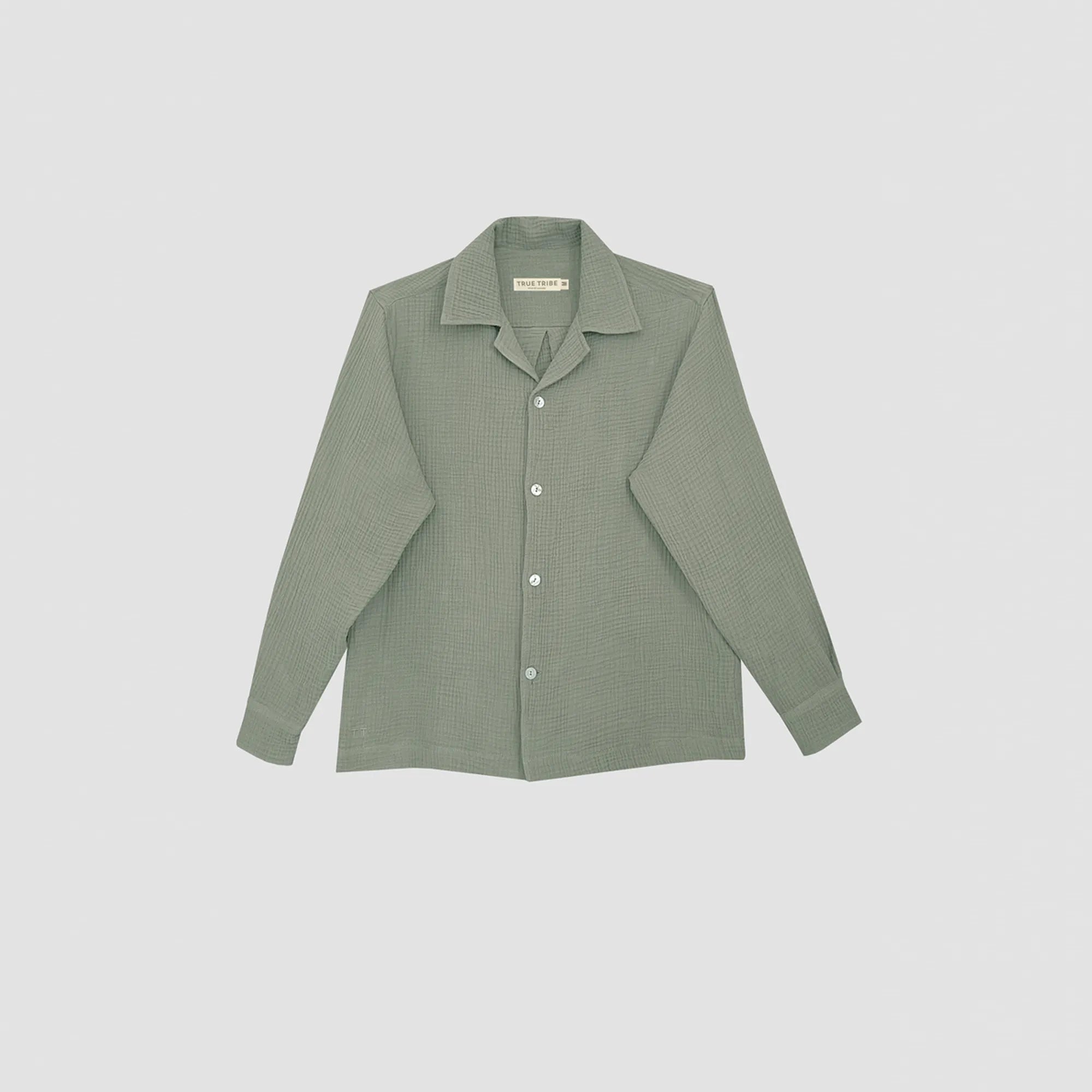 AngelWeave Khaki Gauze Long Sleeve Resort Shirt