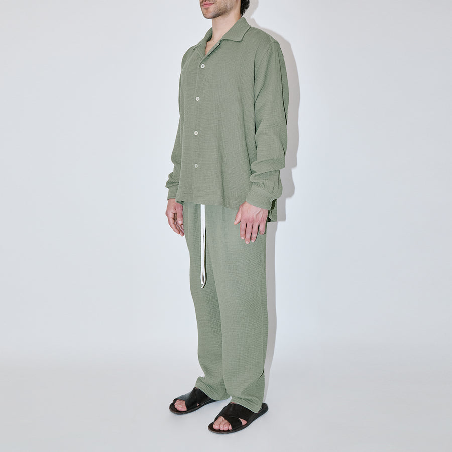 AngelWeave Khaki Gauze Long Sleeve Resort Shirt