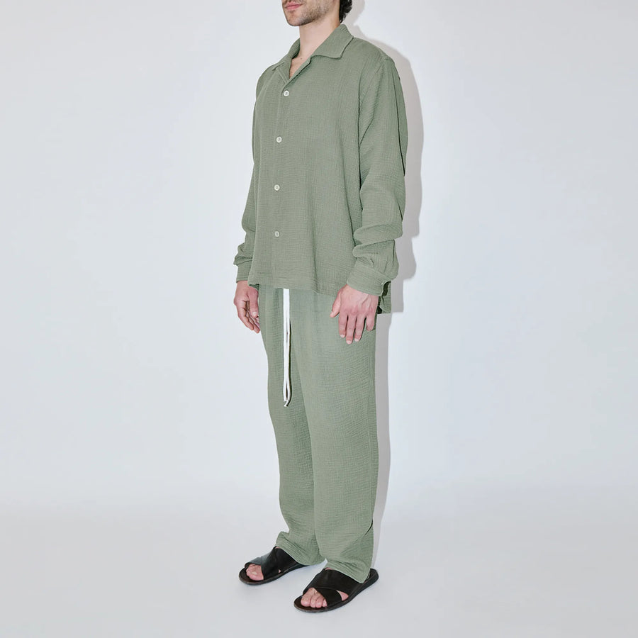 AngelWeave Khaki Gauze Long Sleeve Resort Shirt