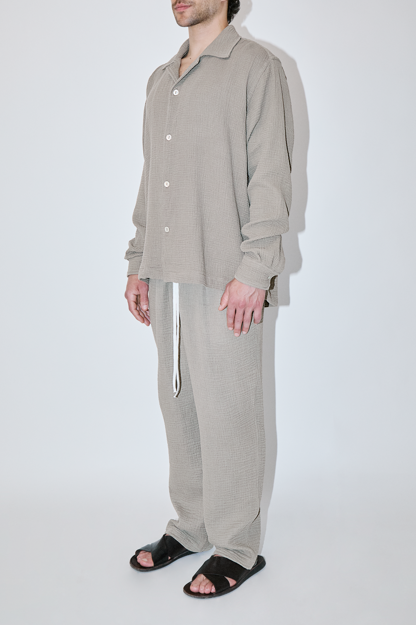 AngelWeave Sand Gauze Long Sleeve Resort Shirt