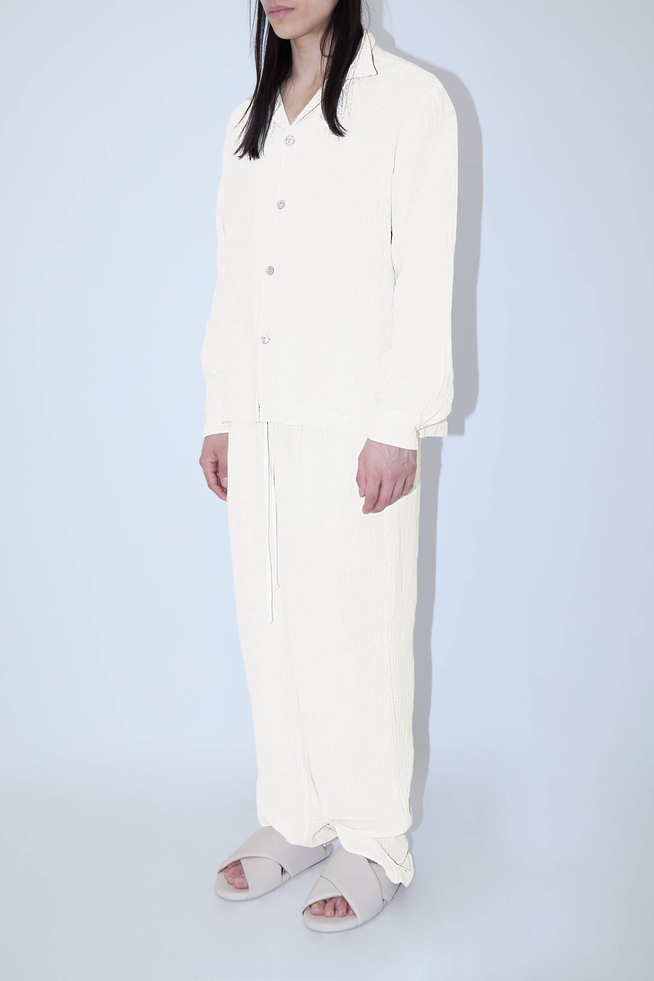 AngelWeave Ivory Gauze Long Sleeve Resort Shirt