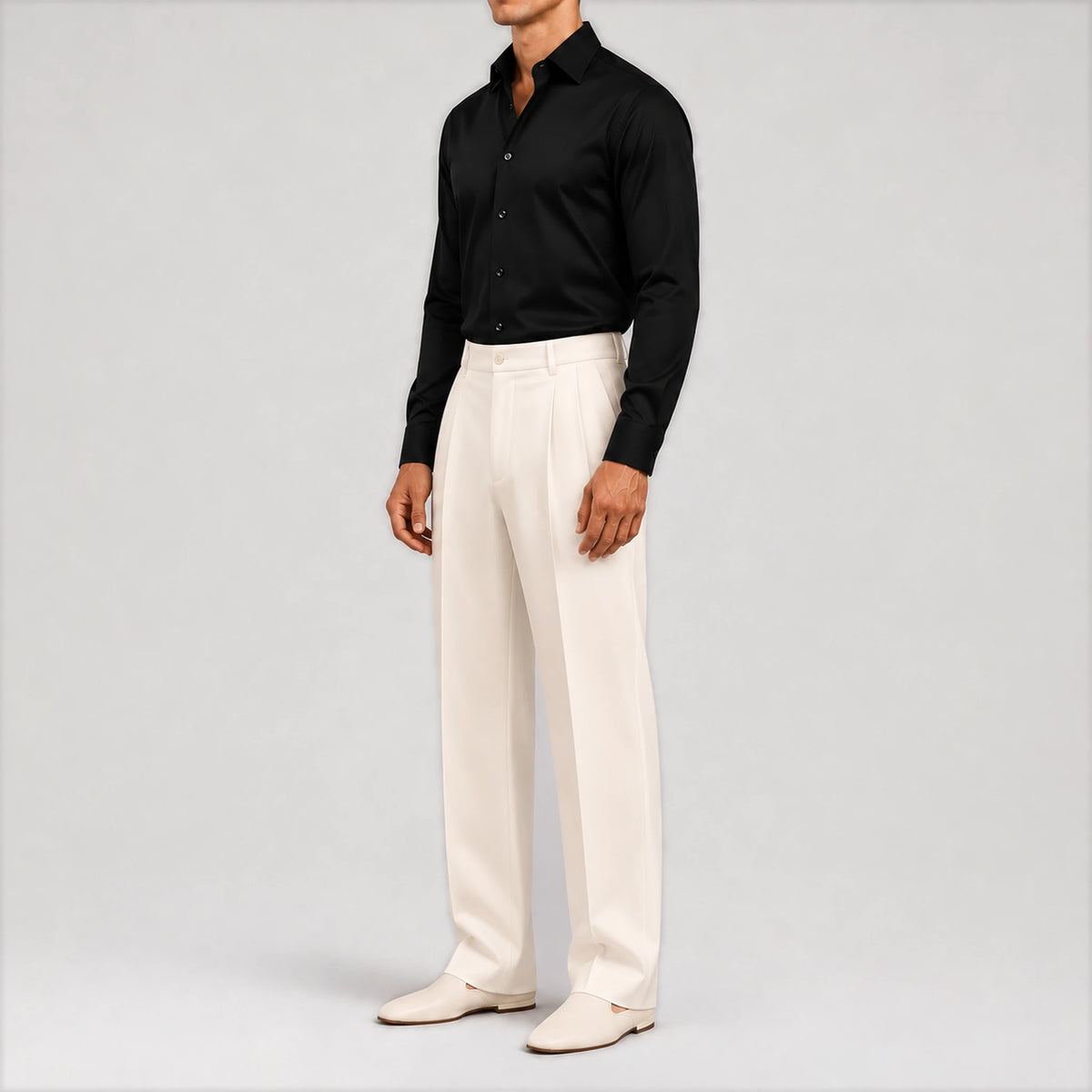 GizaLux Ivory evening pants, side