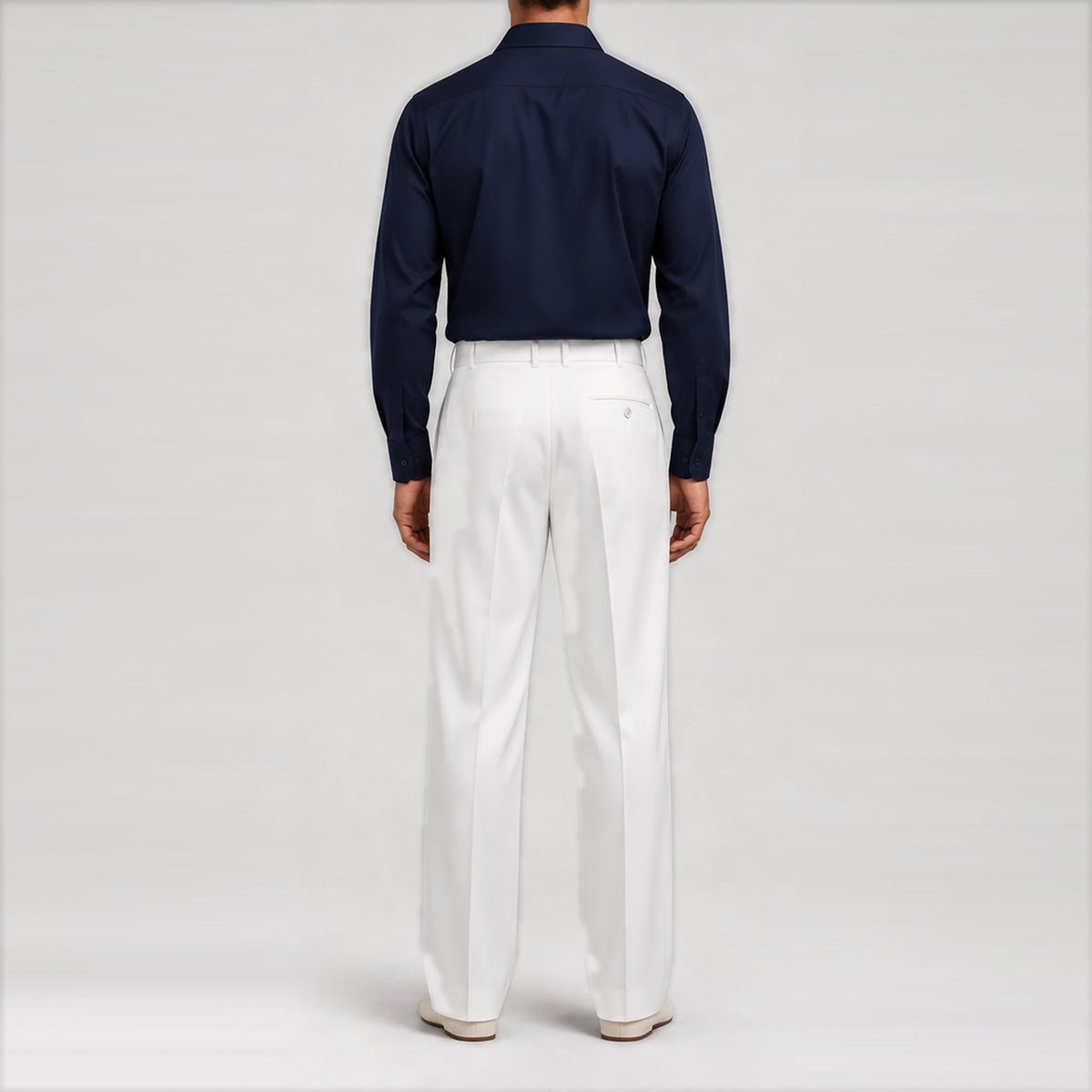 GizaLux White evening pants, back