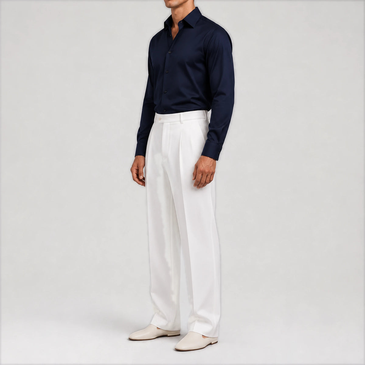 GizaLux White evening pants, side