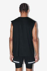 Black Sleeveless T-Shirt Back Side View - Heath