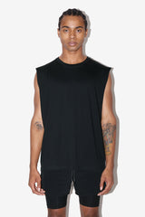 Black Sleeveless T-Shirt Front View - Heath