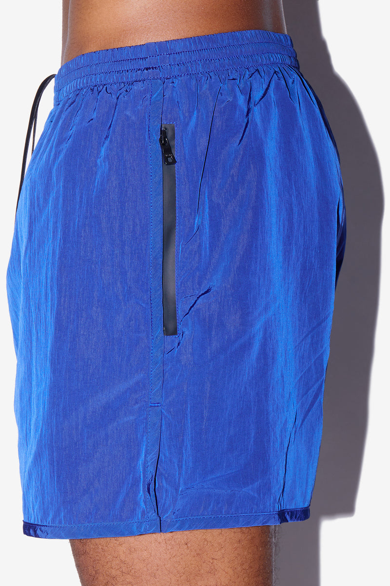 Blue Zone Shorter Swim Shorts Front Side Zipper Pockets - Short Steve