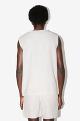 Cream Angel Sleeveless T-Shirt Back Side View - V-Neck Heath
