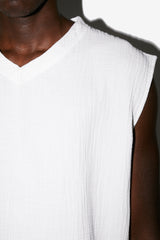 White Angel Sleeveless T-Shirt Details Neck - Heath